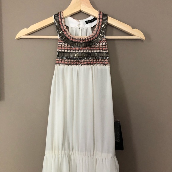 NWT Zara Off-White Long Grecian Dress Size Medium - Picture 2 of 7